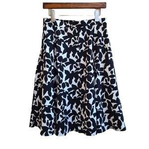 Cynthia Rowley Black and White Floral Midi Skirt, Size Small